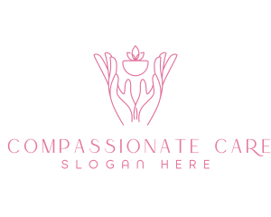 Caring - Hands Planting Care logo design