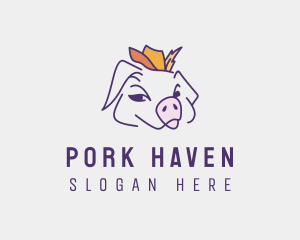 Happy Cowboy Pig logo design