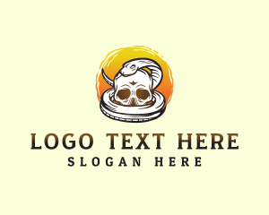 Coiled - Cobra Snake Skull logo design