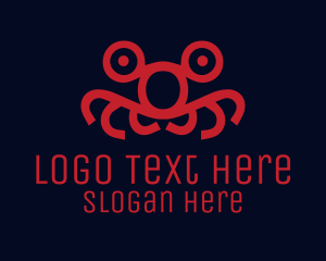 Octopus - Red Monster Face logo design
