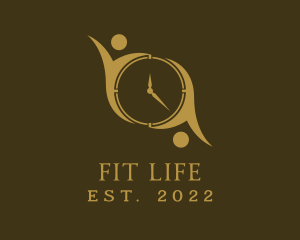 Human Fitness Clock logo design