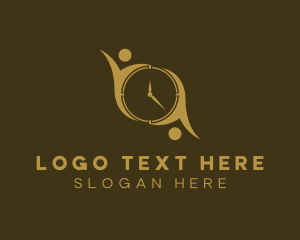 Gold - Human Fitness Clock logo design