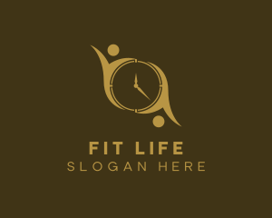 Human Fitness Clock logo design