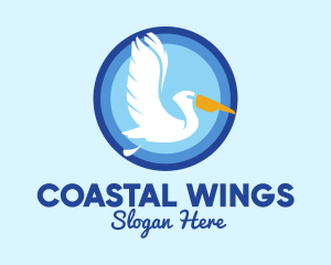 Seagull - Migratory Pelican Bird logo design