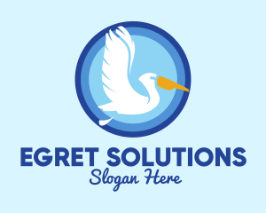 Egret - Migratory Pelican Bird logo design