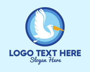Seagull - Migratory Pelican Bird logo design