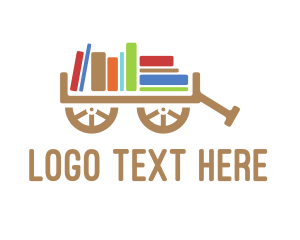 Leaning Center - Book Library Cart logo design