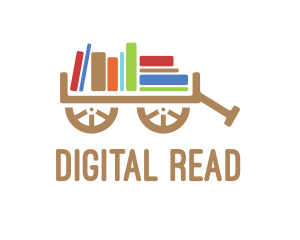 Ebook - Book Library Cart logo design