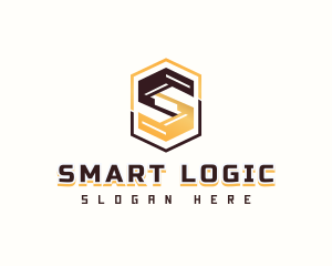 Digital Geometric Letter S logo design