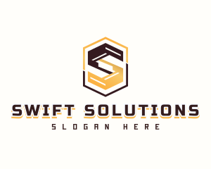 Digital Geometric Letter S logo design