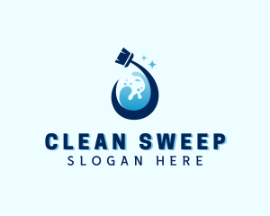 Mop - Water Mop Cleaning logo design