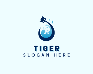Sanitation - Water Mop Cleaning logo design