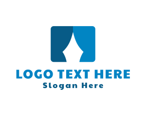 Curtain - Blue Stage Drape logo design