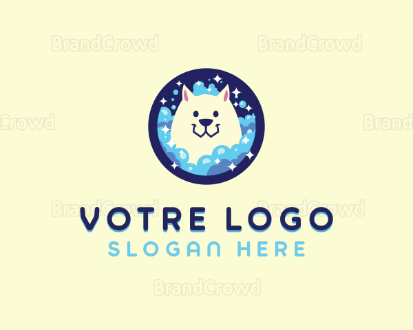 Dog Bath Grooming Logo