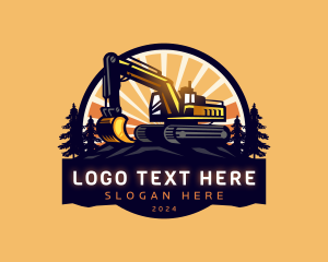 Construction - Forest Excavator Heavy Equipment logo design