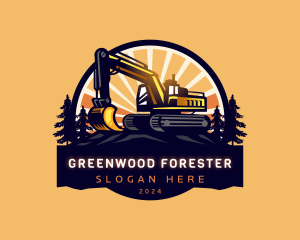 Forest Excavator Heavy Equipment logo design