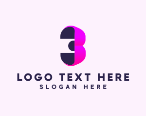 App - 3D Modern Number 3 logo design