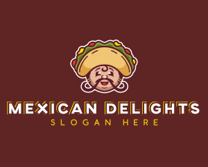 Mexican Taco Moustache logo design