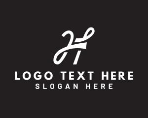 Signature - Cursive Retro Letter H logo design