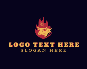Meat - Cow Barbecue Grill logo design