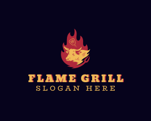 Grilling - Cow Barbecue Grill logo design