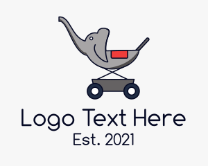 Trolley - Elephant Baby Stroller logo design