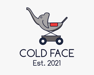 Curious - Elephant Baby Stroller logo design