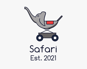 Toy Store - Elephant Baby Stroller logo design