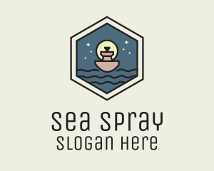 Sailing Ferry Hexagon Badge logo design