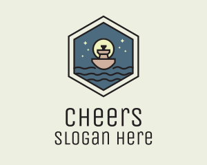 Seaman - Sailing Ferry Hexagon Badge logo design
