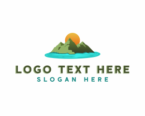 Island - Mountain Island Sunset logo design