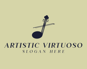 Virtuoso - Musical Symbol Violinist logo design