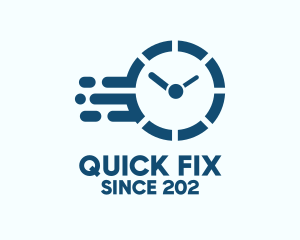 Blue Quick Clock  logo design