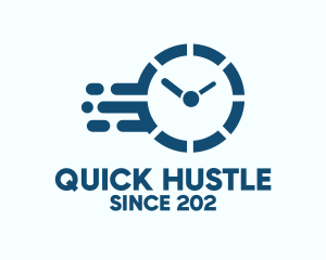 Blue Quick Clock  logo design