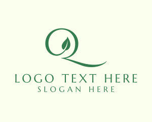 Vegan - Elegant Leaf Letter Q logo design