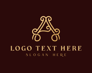 Monoline - Gold Elegant Letter A logo design