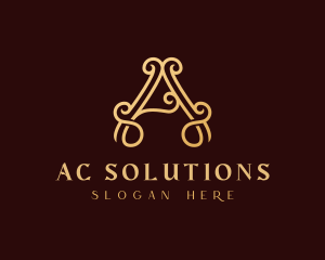 Gold Elegant Letter A logo design