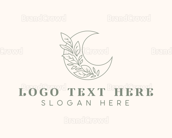 Boho Moon Leaves Logo