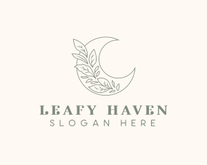 Leaves - Boho Moon Leaves logo design