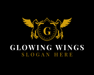 Pegasus Wings Shield  logo design