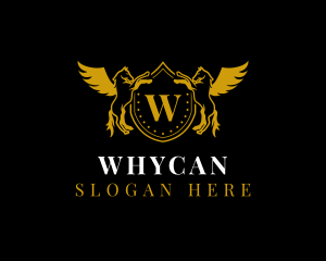 Flying - Pegasus Wings Shield logo design