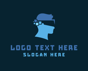 Vr - Pixel Head Goggles logo design