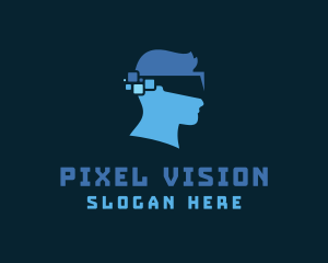 Pixel Head Goggles logo design