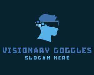 Goggles - Pixel Head Goggles logo design