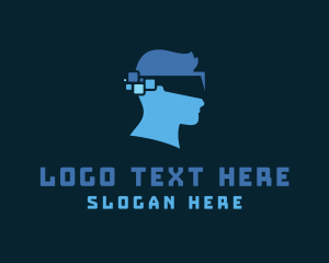 Computer - Pixel Head Goggles logo design