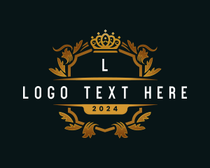 Vintage - Luxury Leaf Shield logo design