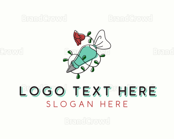 Floral Piping Bag Bakery Logo