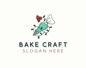 Floral Piping Bag Bakery logo design