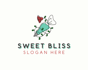 Floral Piping Bag Bakery logo design