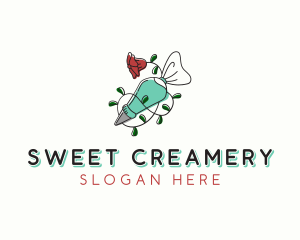 Floral Piping Bag Bakery logo design